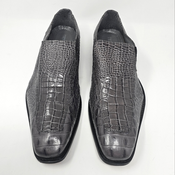 Stacy Adams Parisi Gray Leather Crocodile Embossed Loafers Size 13 Style 24903 - Picture 5 of 12
